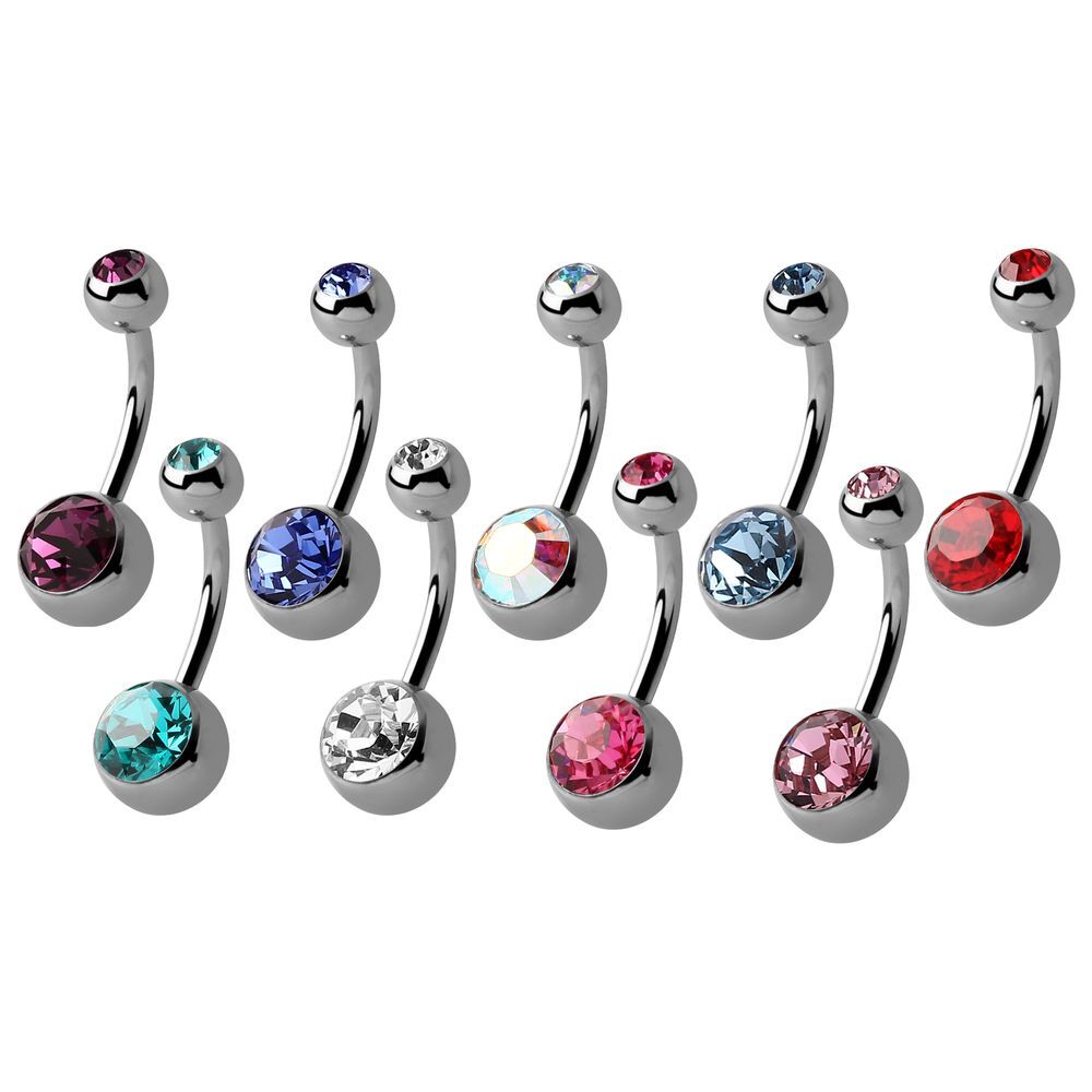 Titanium Double Jewelled Navel Bananabells