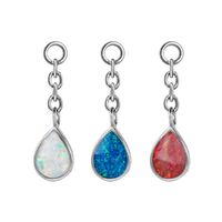 Steel Tear Drop Resin Opal Barbell Charm