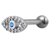 Surgical Steel Internally Threaded Jewelled Eye Micro Barbell : 1.2mm (16ga) x 6mm Clear Crystal