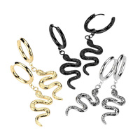 Pair of Snake Dangle 316L Stainless Steel Hoop Earrings