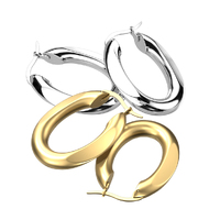 Pair Stainless Steel Oval Hoop Earrings