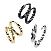 Pair Titanium 2mm Thick Hinged Plain Round Hoop Earrings