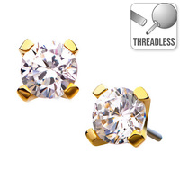 Threadless 14ct Yellow Gold Prong Set Gem