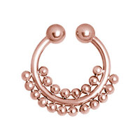 PVD Rose Gold Fake Septum Ring with Double Ball Chain