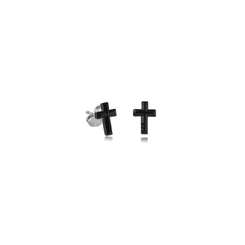 Acrylic Ear Studs: Cross Black