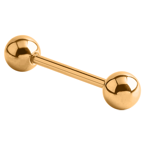 Bright Gold Barbell : 1.6mm (14ga) x 10mm x 4mm Balls