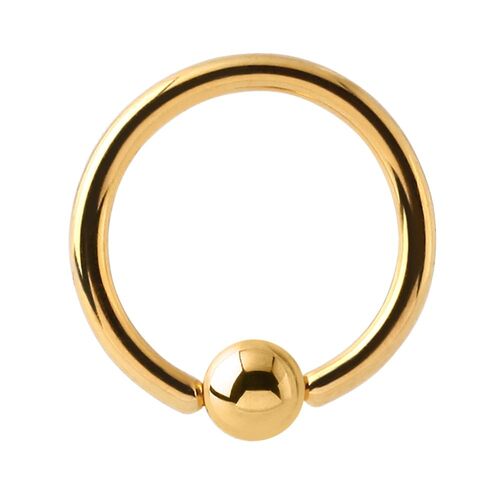 Bright Gold Ball Closure Rings : 1.6mm (14ga) x 12mm x 6mm Ball