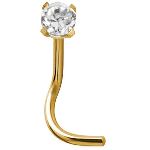 Bright Gold PVD Prong Set Nose Stud
