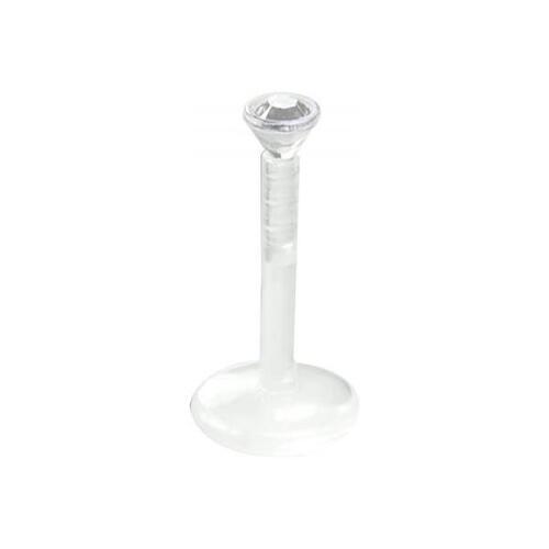 Bioplast® Jewelled Clear Stem Labrets : 1.6mm (14ga) x 6mm x Clear