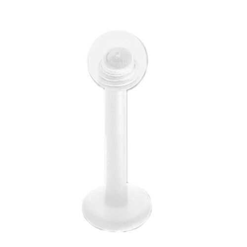 Bioplast® Labret with Clear Ball : 1.2mm (16ga) x 6mm x 3mm Ball