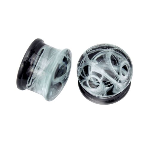 Black Smokey Glass Plugs : 10mm
