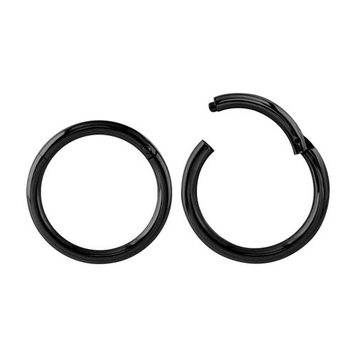 Black Steel Hinged Segment Ring : 1.2mm (16ga) x 8mm