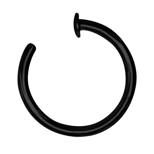 Black Steel Open Nose Ring : 1.0mm (18ga) x 9mm