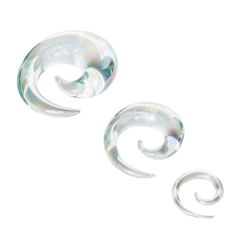 Clear Pearl Glass Spirals : 6mm