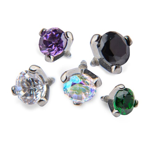 Invictus Titanium Prong Set Gem 16g x 4mm x 	Blue Topaz