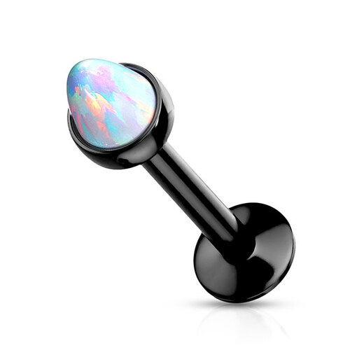 Steel Opal Cone Internally Threaded Labret : 1.2mm (16ga) x 6mm x Black Steel