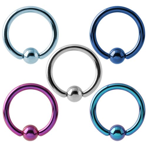Titanium Ball Closure Ring : 1.2mm (16ga) x 8mm x Dark Blue