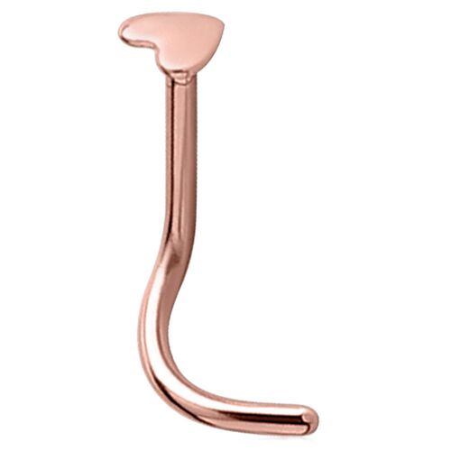 Rose Gold PVD Heart Nose Stud : 0.8mm (20ga) x Pony Tail