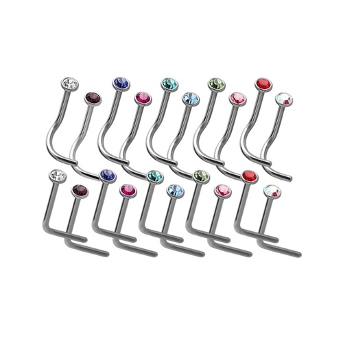 Surgical Steel GNS Cone Set Jewelled Nose Stud
