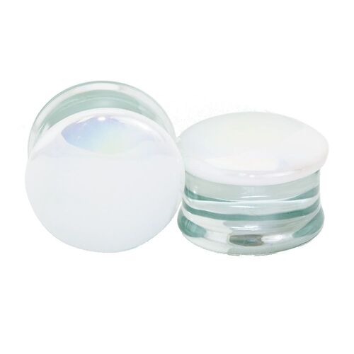 White Pearl Front Glass Plug : 16mm