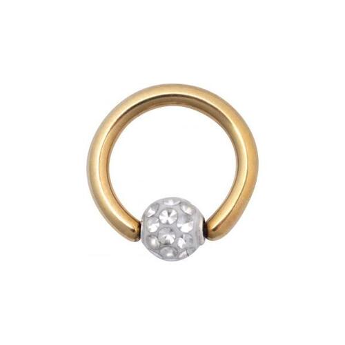 Titanium Zirconline® Multi Jewelled Sealed Ball Closure Ring : 1.6mm (14ga) x 8mm x Clear Crystal