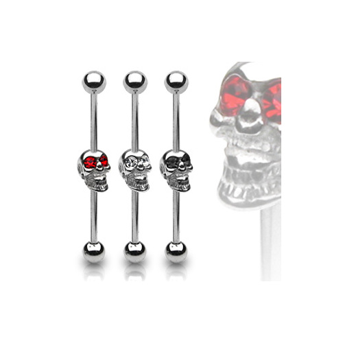 Industrial Barbell Skull with Jewelled Eyes