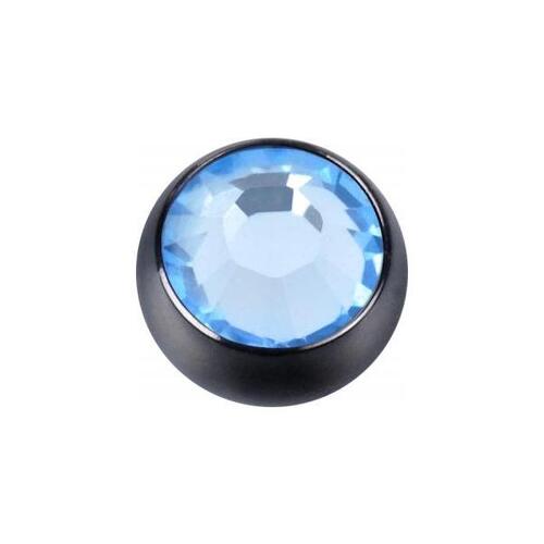 Titanium Blackline® Jewelled Threaded Balls : 1.2mm (16ga) x 3mm x Light Blue