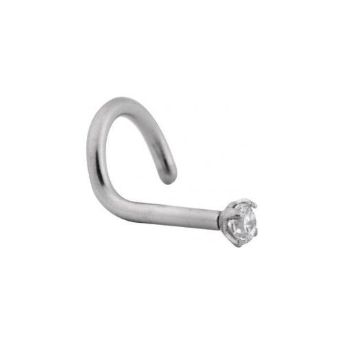 Steel Basicline® Jewelled Micro Nostril Stud : 1.0mm (18ga) x Clear Crystal