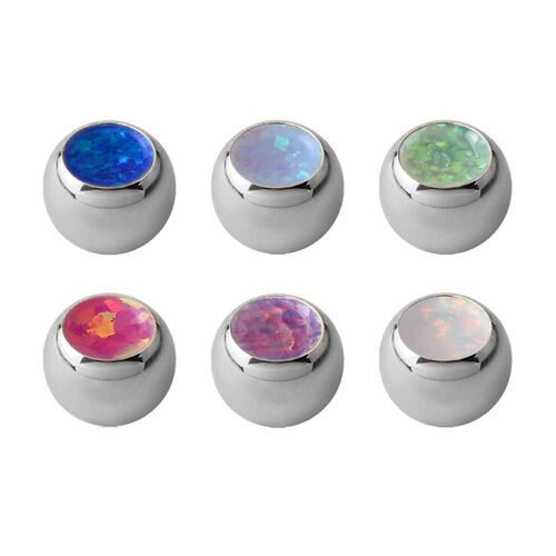 Surgical Steel Jewelled Ball with Synthetic Opal : 1.6mm (14ga) x 4mm x Light Green