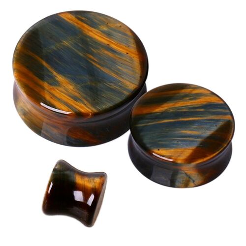 Blue Tiger Eye Stone Plug : 19mm