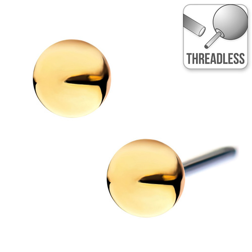 Threadless 14ct Yellow Gold Ball Attachment : 1.5mm