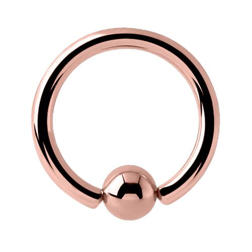 PVD Rose Gold Ball Closure Ring : 1.2mm (16ga) x 10mm