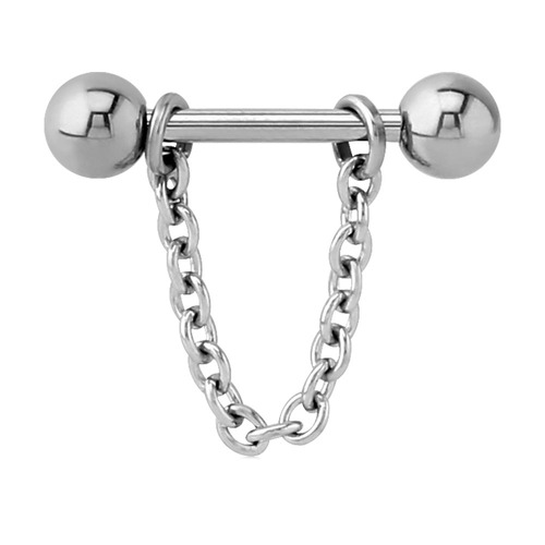 Steel Chain Nipple Barbell : 1.6mm (14ga) x 12mm