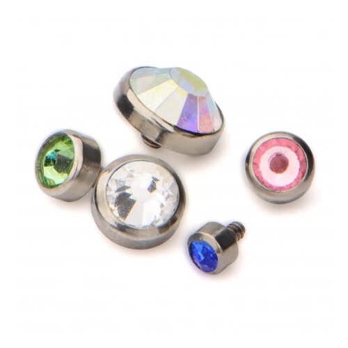 Invictus Titanium Bezel Set Jewelled Disc : 14g x 3mm x Sapphire