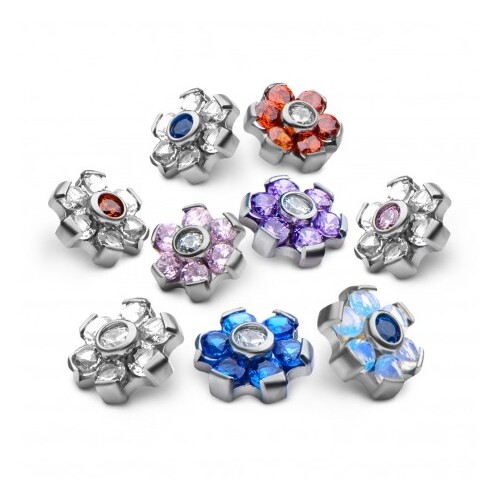 Invictus Titanium Prong Set Flower Attachment : 14g x 5.25mm x Clear and Orange