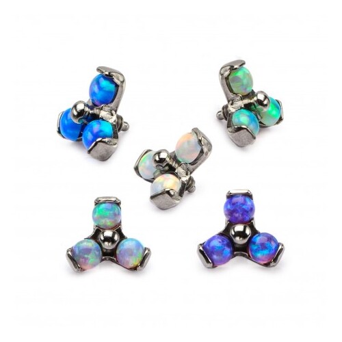 Invictus Titanium Trinity Prong Set Opal Gems : 14g x 5mm - Blue Opal