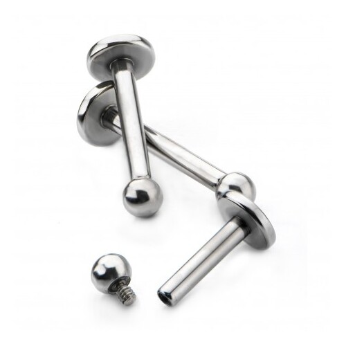 Invictus Internally Threaded Titanium Labret : 14g x 3/8" (9.52mm) with 3mm ball