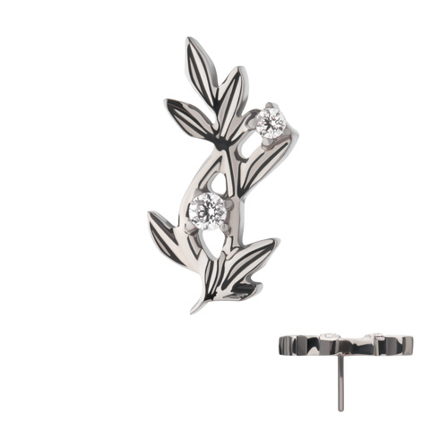 Titanium Threadless Prong Set Gem Vine Top