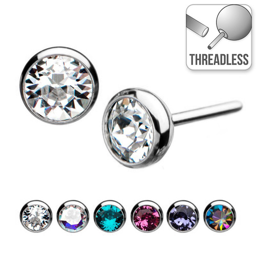 Invictus Threadless Titanium Bezel Set Gem : 1.5mm Crystal AB