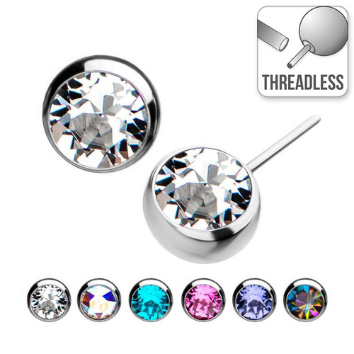 Invictus Threadless Titanium Side Facing Bezel Set Gem : 4mm Clear Crystal