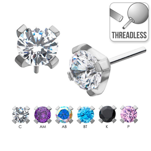 Invictus Threadless Titanium Prong Set Gem : 4mm Crystal AB