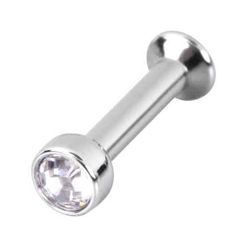 Titanium Highline® Mini Base Labrets for Triple Piercing : 1.2mm (16ga) x 6mm x 1.5mm x Clear Crystal