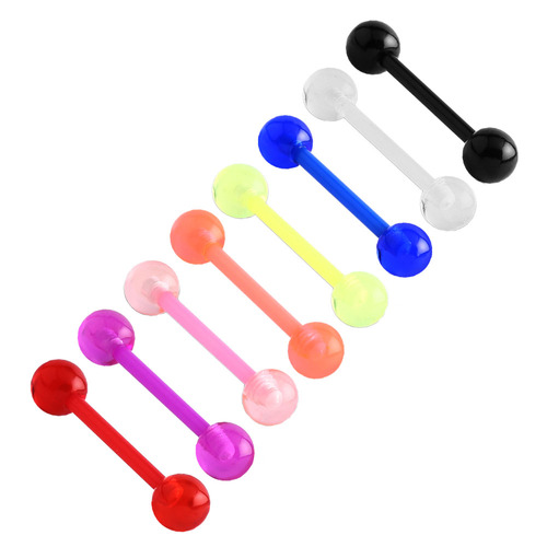 Acrylic Barbells with UV Balls : 1.6mm (14ga) x 14mm x 5mm Balls x Black