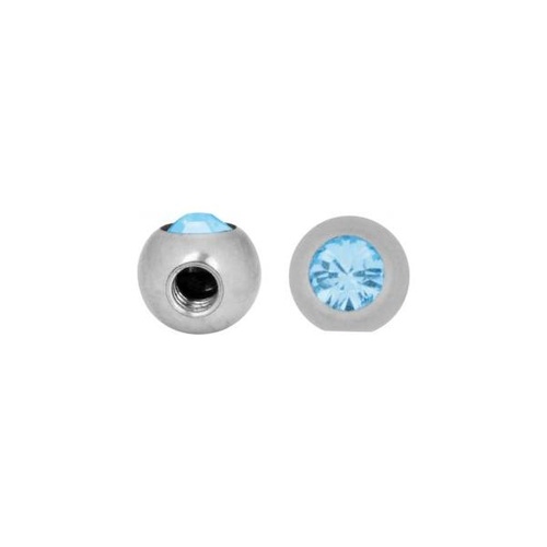 Titanium Highline® Jewelled Side Threaded Balls : 1.6mm (14ga) x 4mm x Light Blue