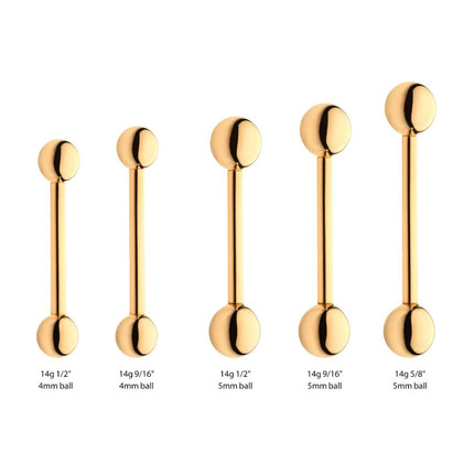 Invictus 14Kt Yellow Gold Internally Threaded Barbells