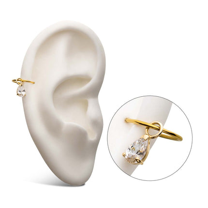 Invictus 14Kt Yellow Gold Prong Set Pear-Shaped Clear CZ Charm
