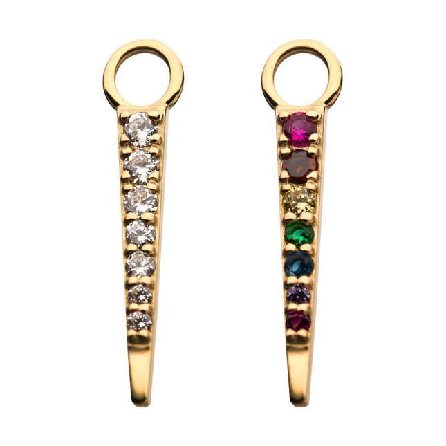 Invictus 14Kt Yellow Gold Triangle with Prong Set 7 CZ Charm