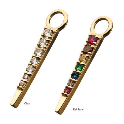 Invictus 14Kt Yellow Gold Triangle with Prong Set 7 CZ Charm