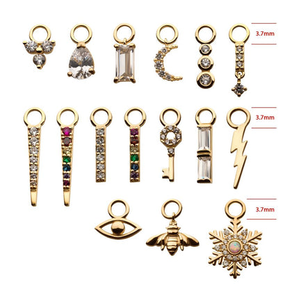Invictus 14Kt Yellow Gold Triangle with Prong Set 7 CZ Charm