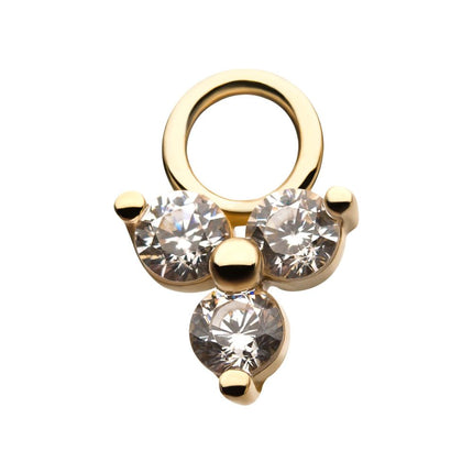 Invictus 14Kt Yellow Gold Pronged Round CZ Trinity Charm